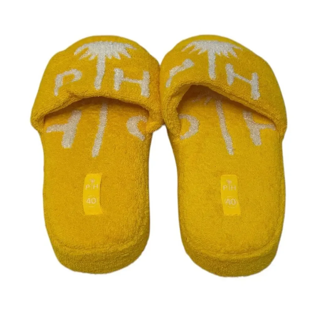 PH Palm Heights Collection Terry Cloth Beach Slides Yellow Sandals Slippers 40